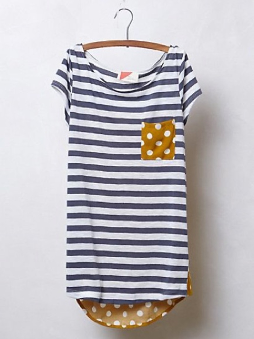 ANTHROPOLOGIE S Pattern Pop Tee • Stripes Polka Dots Grey Motif Marigold Yellow